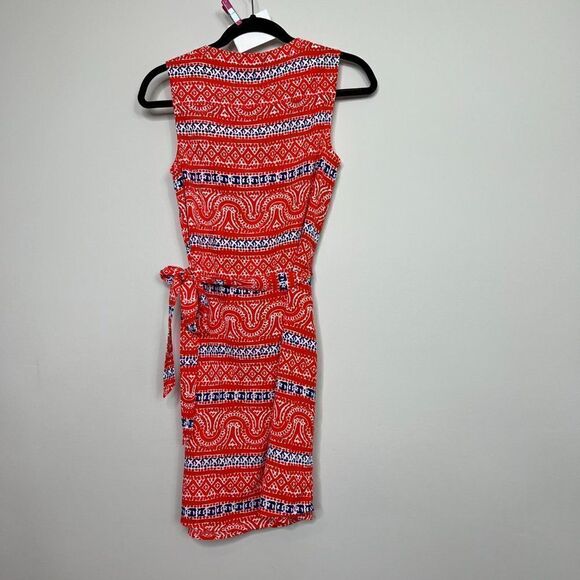 Vineyard Vines Womens Red Geometric Sleeveless Belted Knee Length Dress Size 0 - Picture 2 of 6